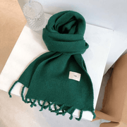 solid color tassel knitted scarf, view 5 - MRSLM