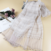 elegant pearl silk scarf shawl, view 2 - MRSLM