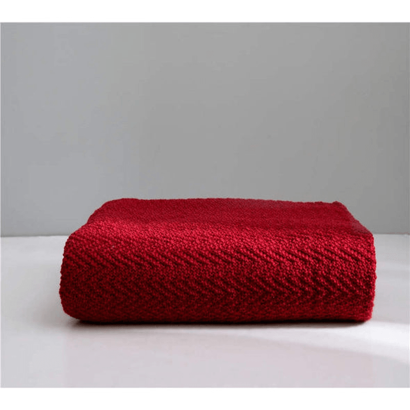 Warm Cozy Knitted Throw Blankets Red 130Cm X160Cm