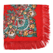 Printed fringed square shawl, view 8 - MRSLM