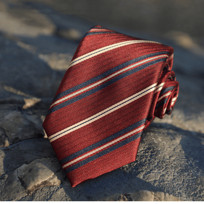 men's 7cm striped jacquard tie, view 3 - MRSLM