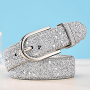 women's faux leather sequin belt, view 5 - MRSLM