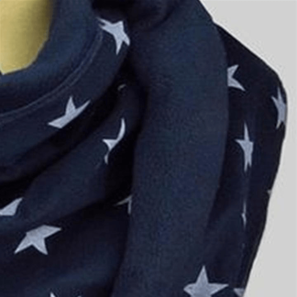 Women Cotton plus Thick Keep Warm Winter Outdoor Casual Stars Pattern Multi-Purpose Scarf Shawl - MRSLM
