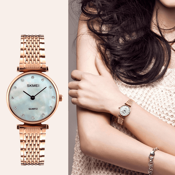 SKMEI 1223 Rhinestones Waterproof Ladies Wrist Watch Casual Style Dress Quartz Watches - MRSLM