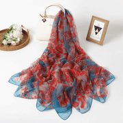 Imitation silk yarn flower scarf, view 4 - MRSLM