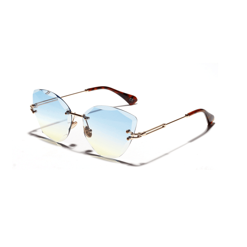women's retro cat eye diamond cut sunglasses, view 5 - MRSLM