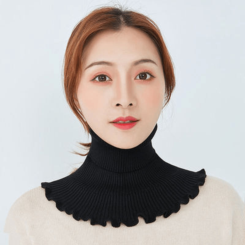 women's wool knit triangle bib neck warmer, view 6 - MRSLM