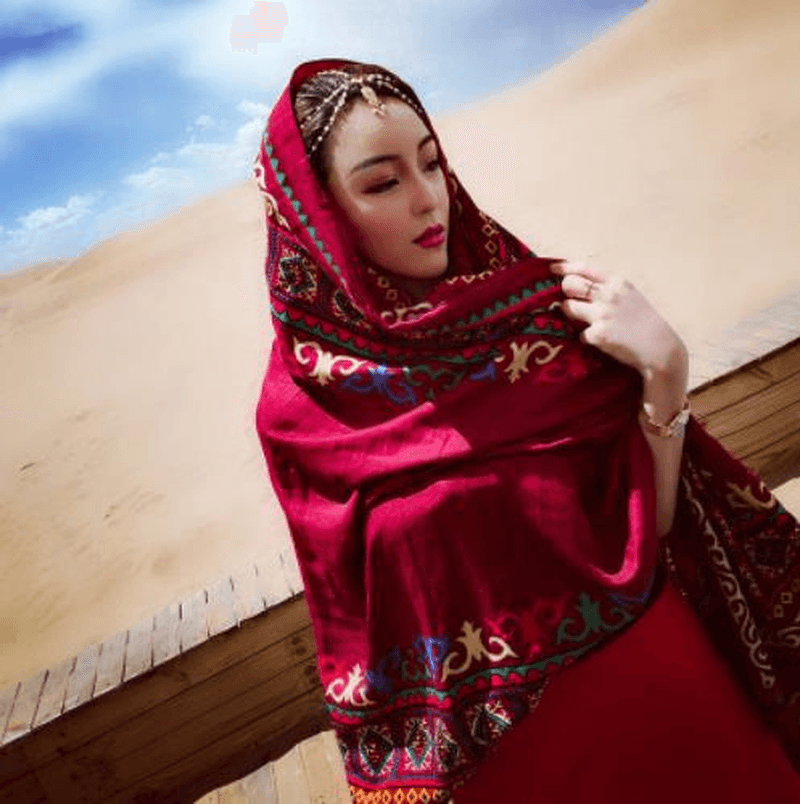fringed ethnic cotton linen scarf, view 3 - MRSLM
