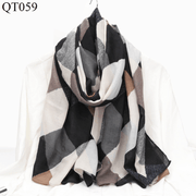 cotton linen plaid scarf shawl, view 5 - MRSLM