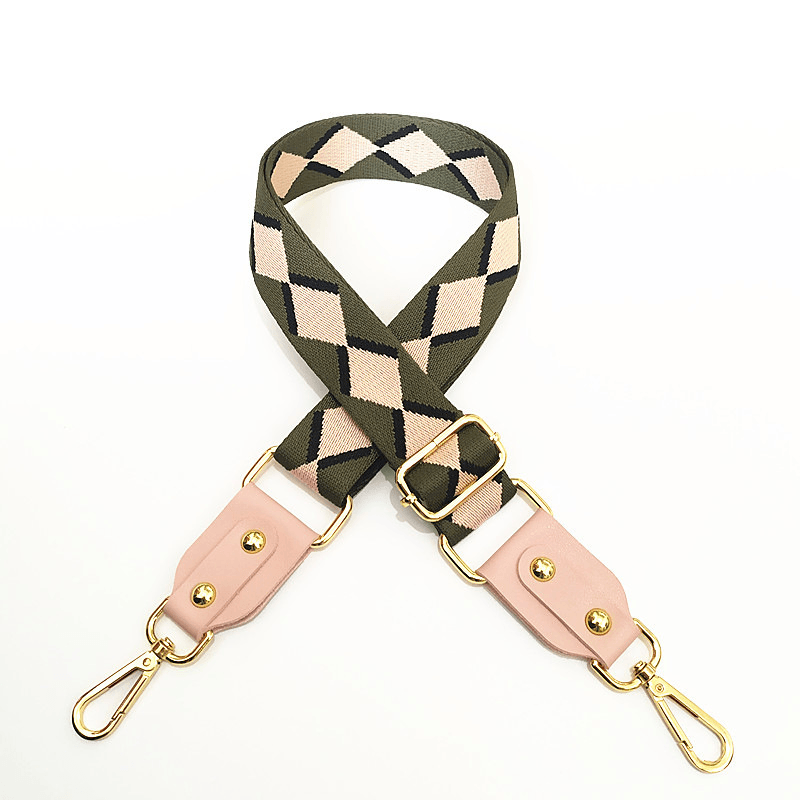 adjustable jacquard bag strap with leather, view 25 - MRSLM