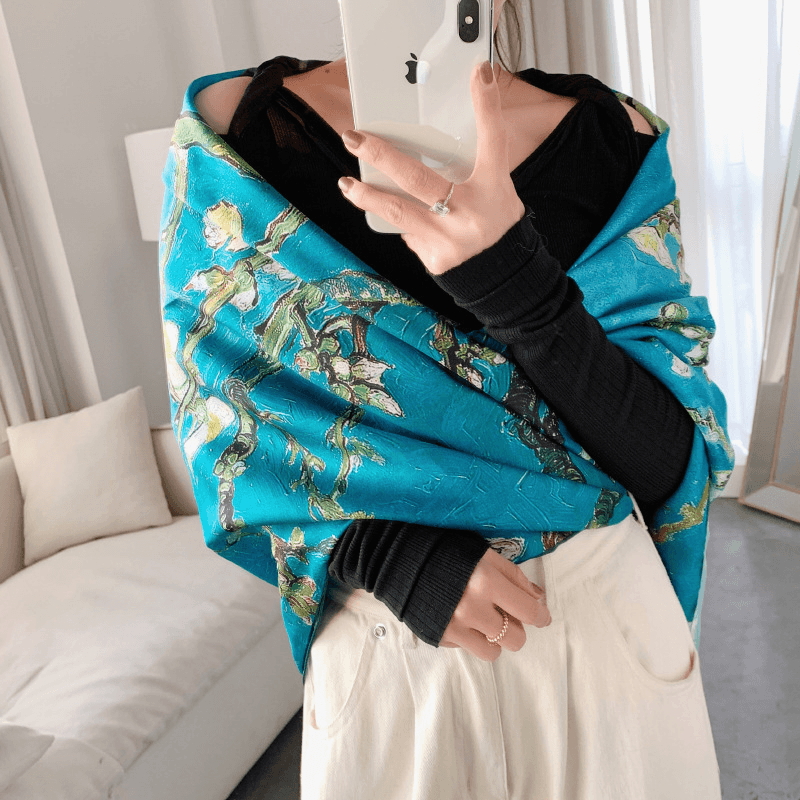 women's large faux silk scarf, view 11 - MRSLM