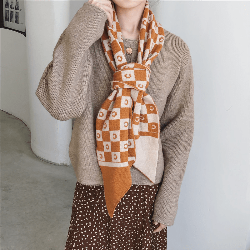 letter knit warm scarf, view 2 - MRSLM