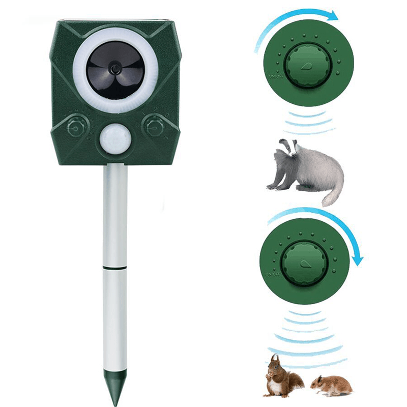 -SJZ118 Solar Ultrasonic Pest Animal Repeller Bird Possum Repellent IP44 Waterproof Rechargeable Dog Bird Mouse Repeller - MRSLM