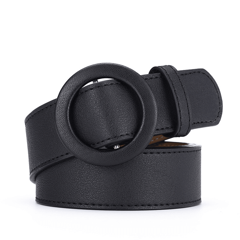 women's faux leather buckle belt, view 2 - MRSLM