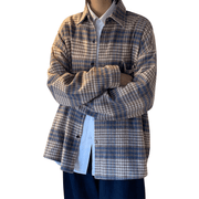 Men's plaid long sleeve shirt jacket, view 3 - MRSLM
