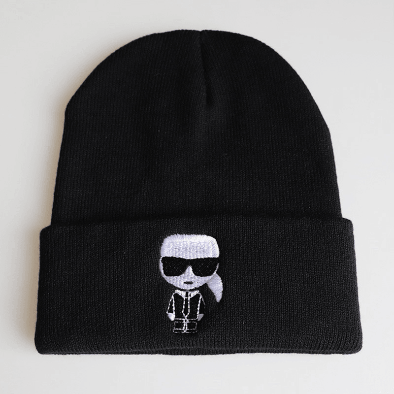embroidered knit ski hat, view 2 - MRSLM