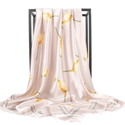 women's large floral faux silk scarf, view 2 - MRSLM