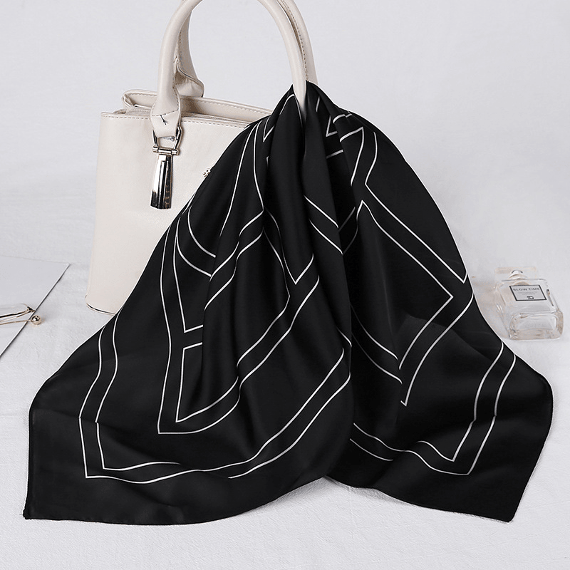 Imitation silk small square scarf, view 5 - MRSLM