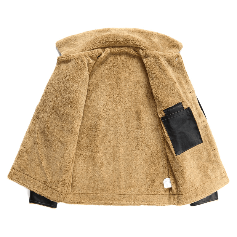 Men's PU leather lapel jacket, view 9 - MRSLM