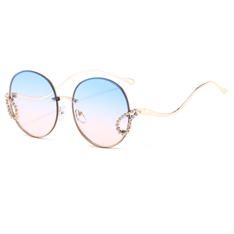 Women's retro gold-frame sunglasses, view 7 - MRSLM