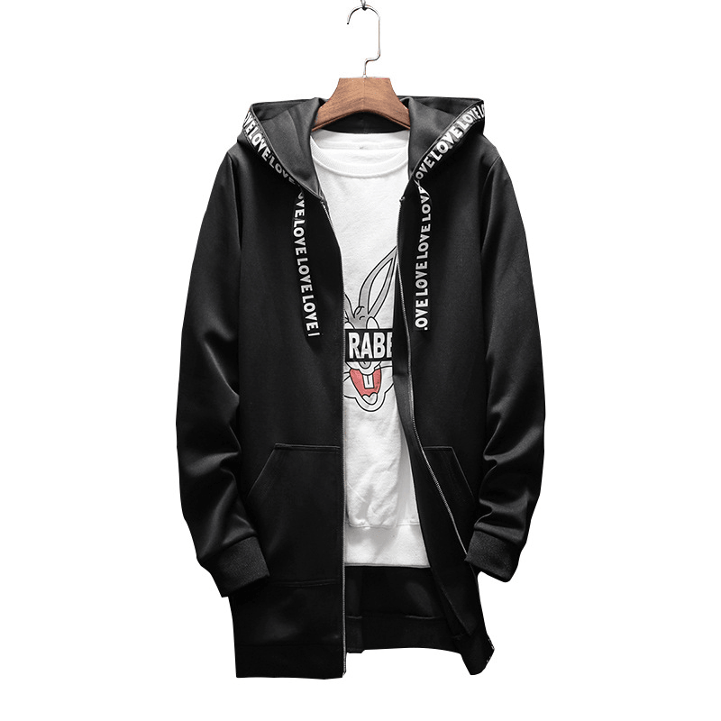 Men's hooded mid-length coat, view 2 - MRSLM