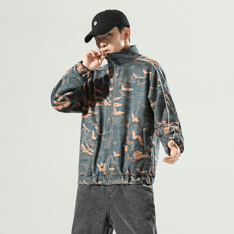 Men's loose casual jacket, green - MRSLM