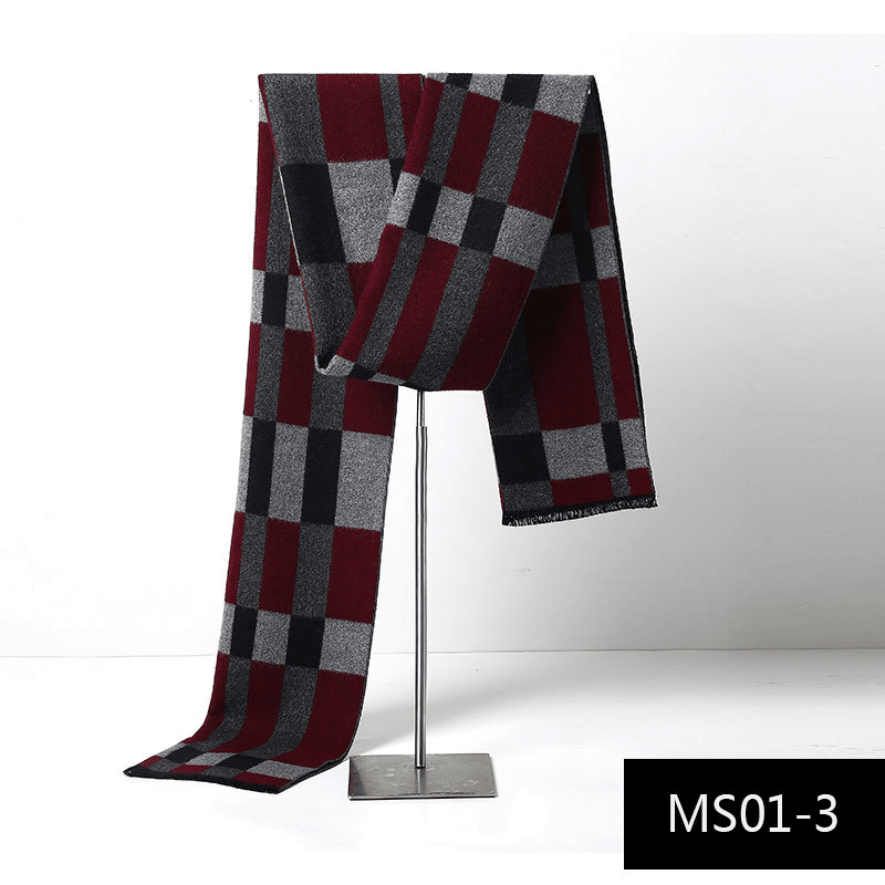Men's plaid imitation cashmere scarf, view 3 - MRSLM