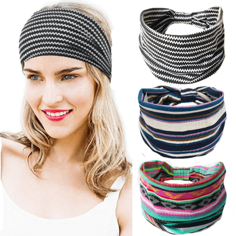 bohemian print wide elastic headband - MRSLM