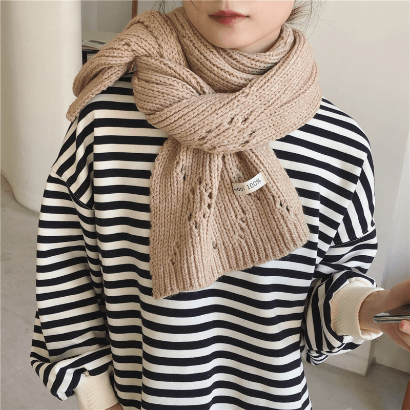 knitted hollow warm scarf, view 4 - MRSLM