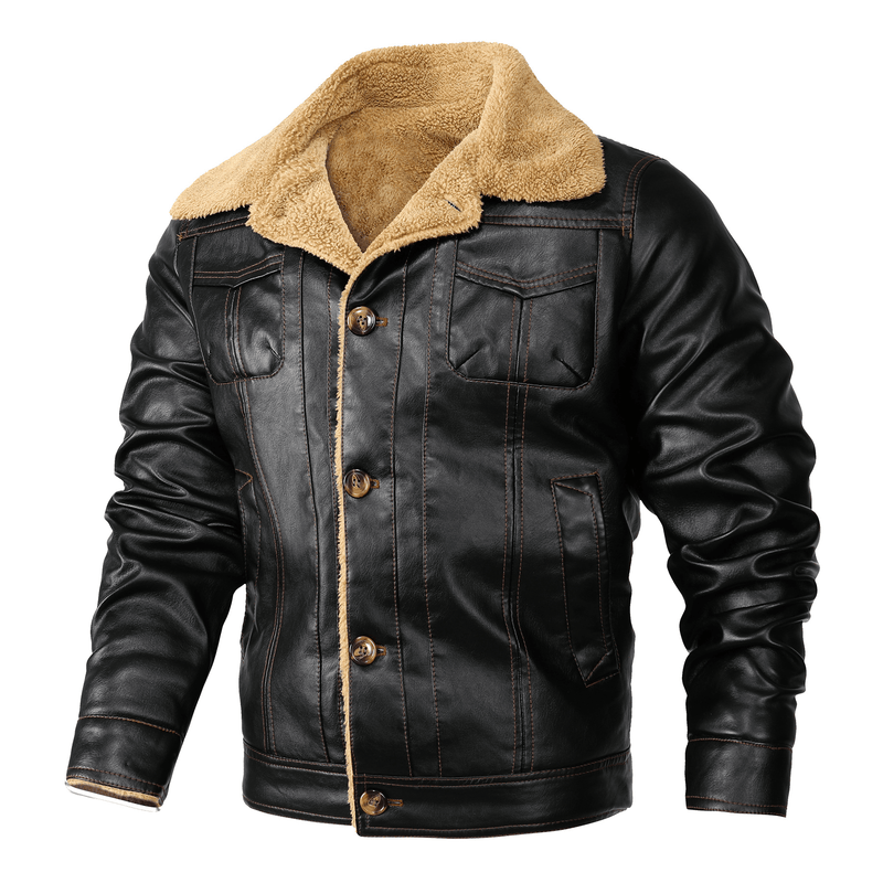 Men's PU leather lapel jacket, view 7 - MRSLM