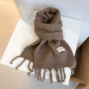 solid color tassel knitted scarf, view 15 - MRSLM