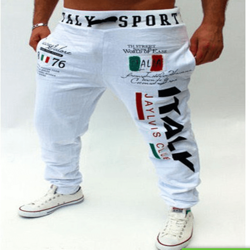 Men'S Letter Digital Print Casual Pants - MRSLM