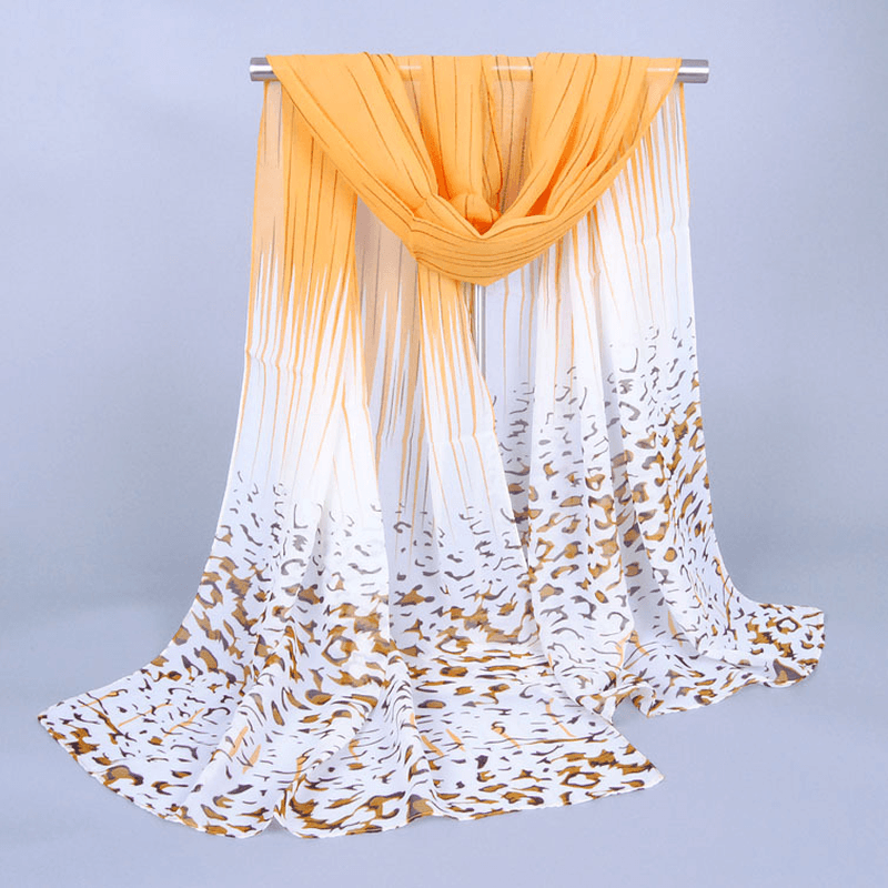 Leopard print chiffon long scarf, view 9 - MRSLM