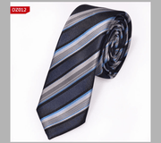 narrow striped jacquard tie, view 17 - MRSLM