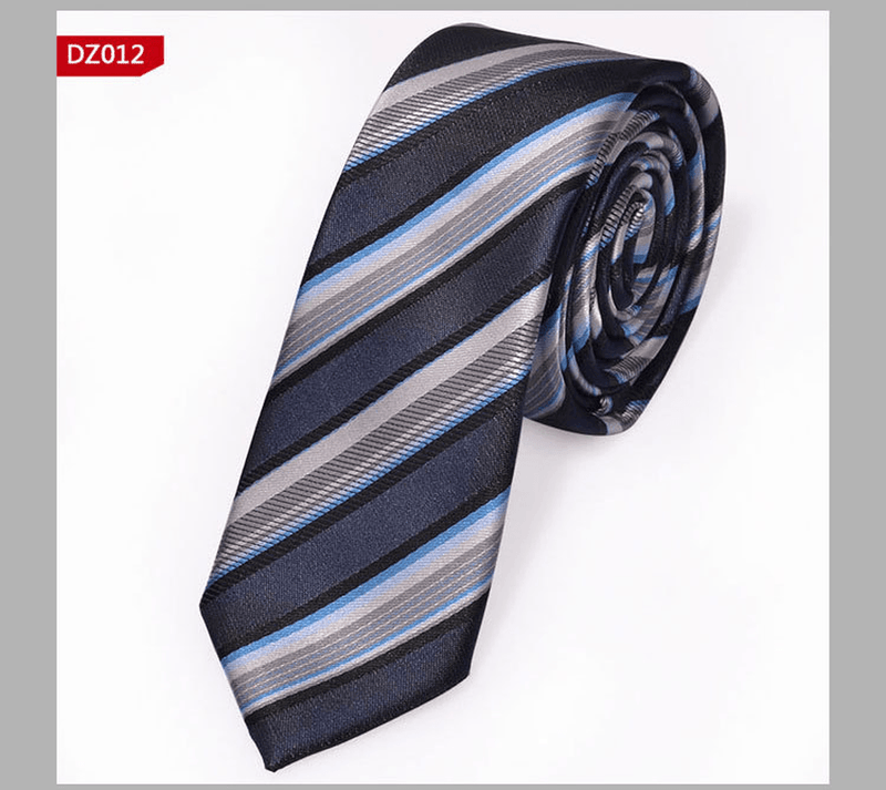 narrow striped jacquard tie, view 17 - MRSLM
