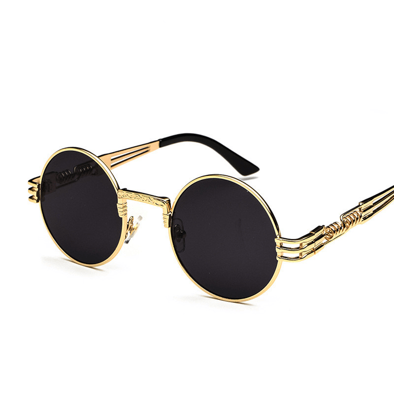 personality steampunk round frame sunglasses, view 3 - MRSLM