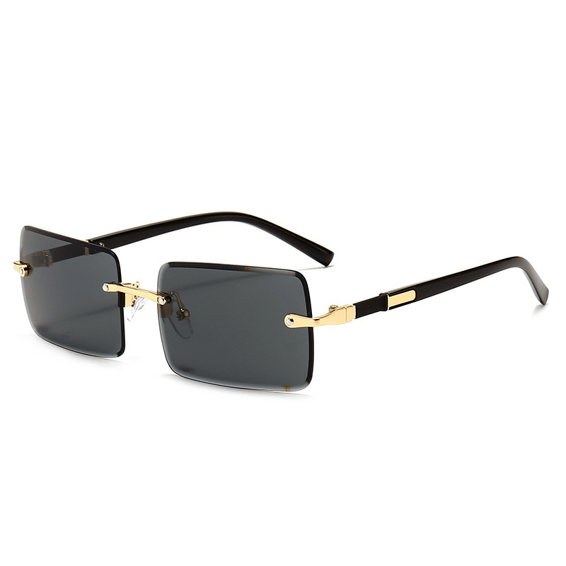 rimless rectangle UV400 gradient sunglasses, view 5 - MRSLM