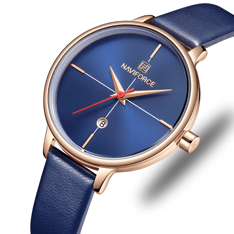 NAVIFORCE 5006 Rose Gold Case Elegant Design Women Wrist Watch Date Display Quartz Watch - MRSLM