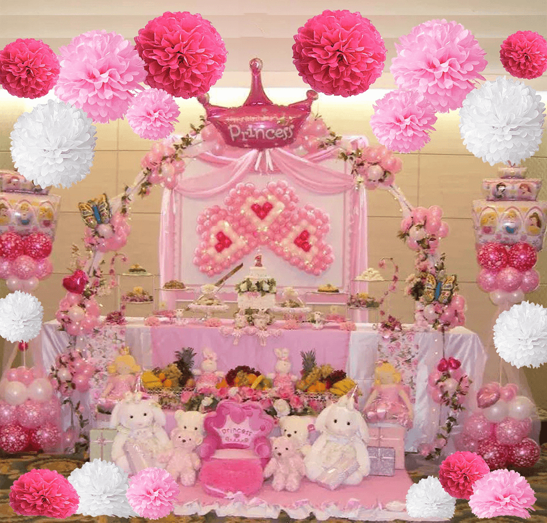 9Pcs/Set Pom Pom Tissue Paper Flower Balls Wedding Birthday Party Shower Decorations - MRSLM