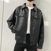 Men's loose PU leather workwear jacket, view 5 - MRSLM