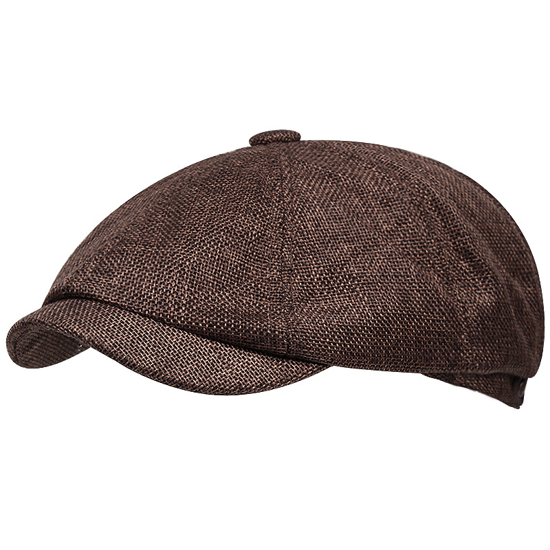 retro linen newsboy beret, view 4 - MRSLM
