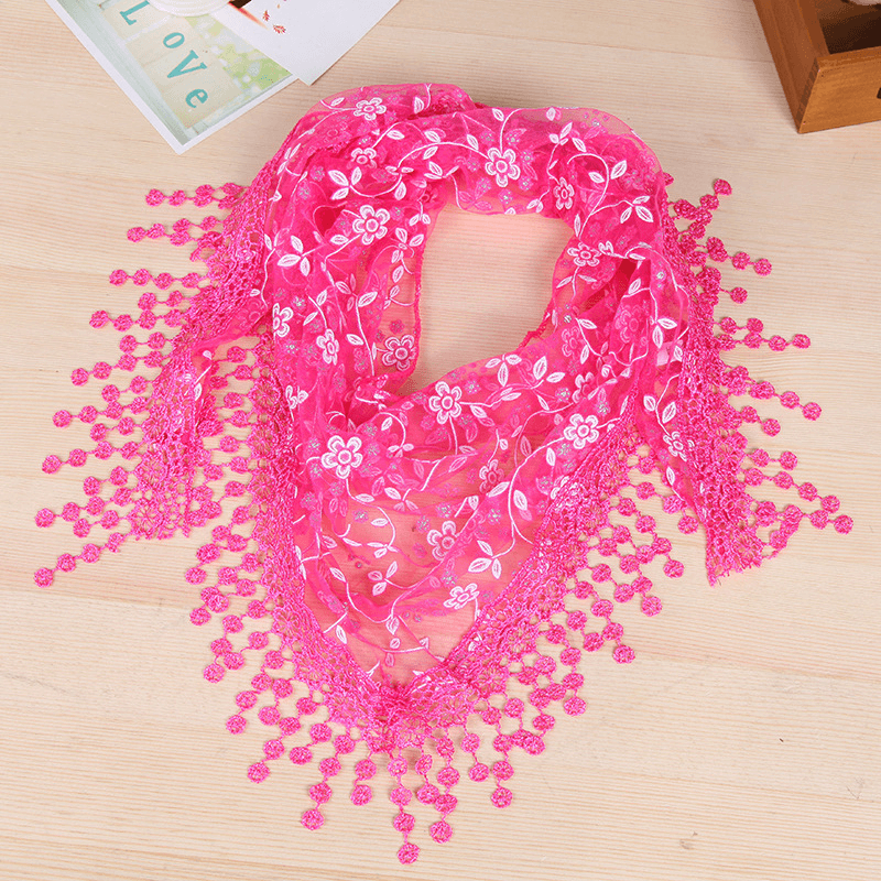 Women's lace fringed scarf, view 10 - MRSLM