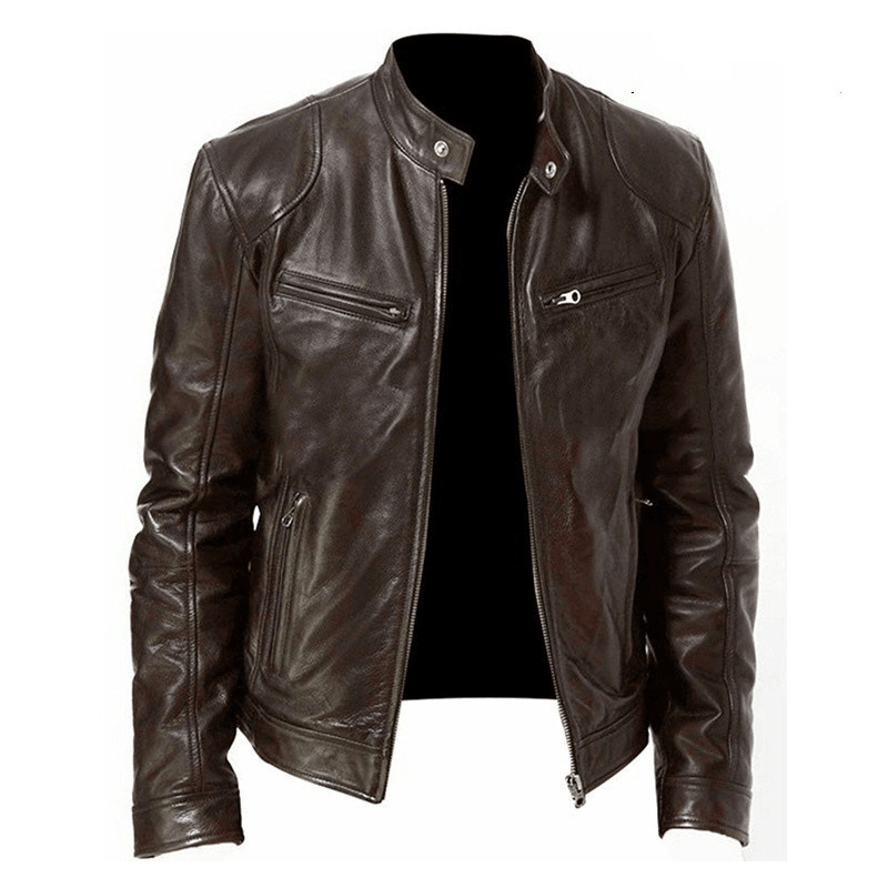 Men's zip PU leather jacket, view 4 - MRSLM