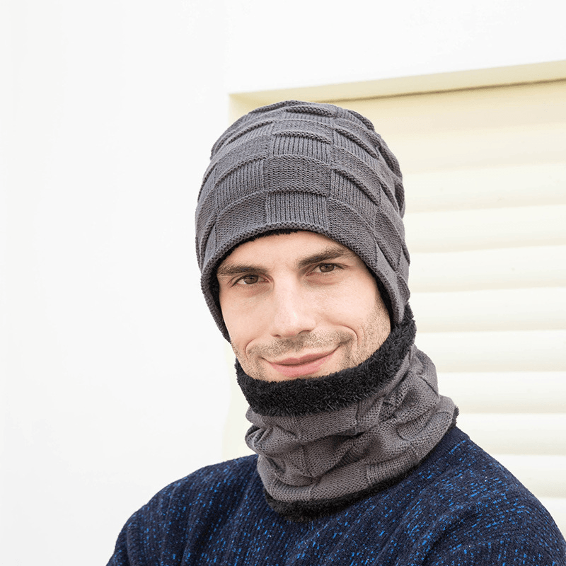 men's knit hat and scarf set, view 4 - MRSLM