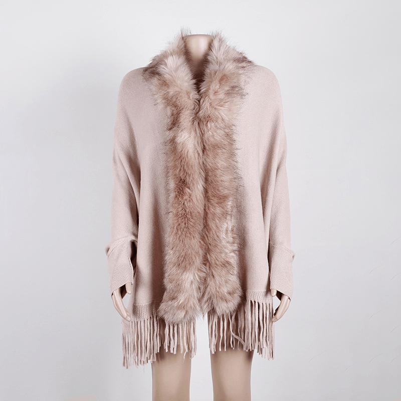 fringed cloak shawl cardigan, view 6 - MRSLM