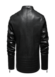 Men's PU leather motorcycle jacket, view 2 - MRSLM