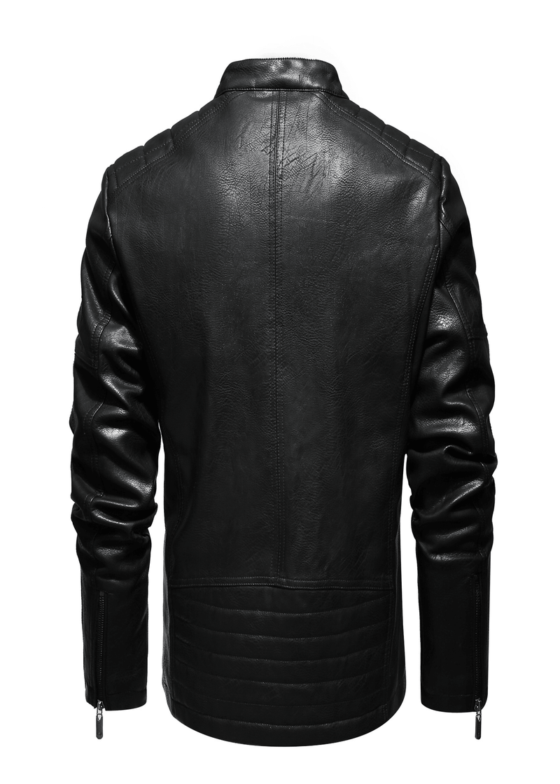 Men's PU leather motorcycle jacket, view 2 - MRSLM