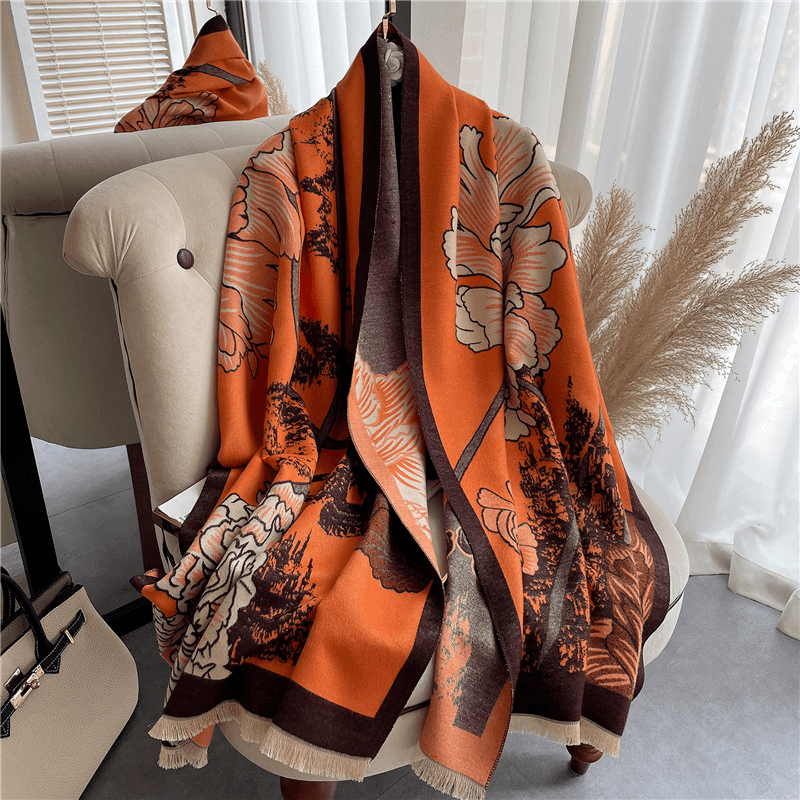 thick imitation cashmere check scarf, view 8 - MRSLM
