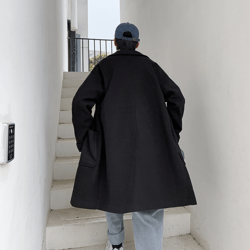 Fashion Men'S Mid-Length Thick Woolen Coat - MRSLM