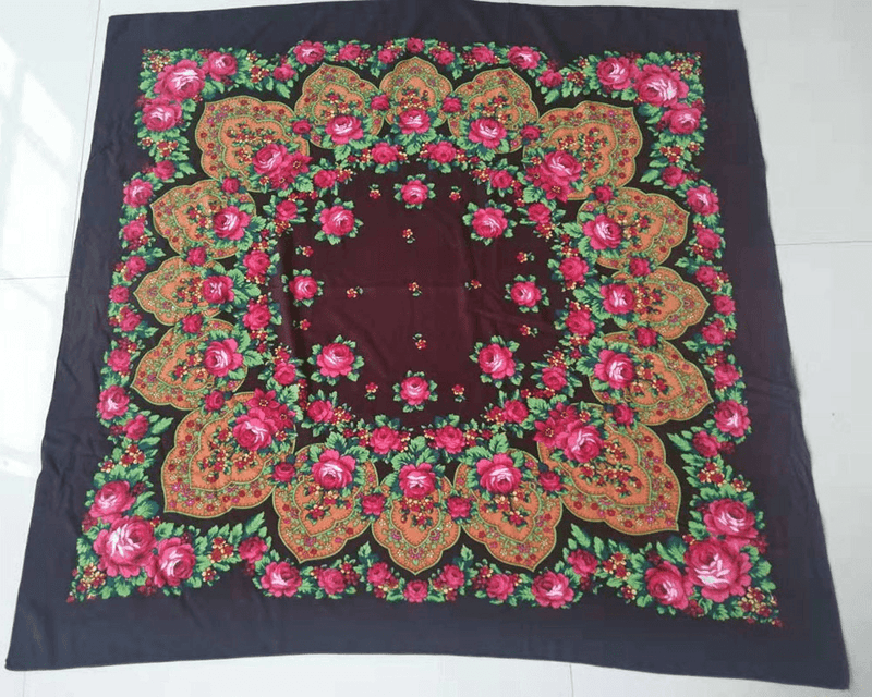 large square ethnic print scarf, view 8 - MRSLM